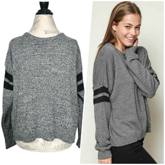 Brandy Melville Sweaters - Brandy Melville | Women | Veena Wool Blend Marled Stripe Relaxed LS Sweater | OS